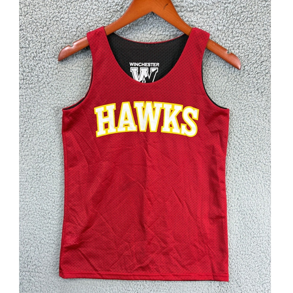 Alleson Athletic Jersey Winchester Hawks Kids Youth L Red Black Mesh Reversible
